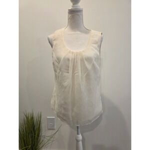 Merona 2011 Women's‎ Size Medium Sleeveless Cream Colored Glitter Accent Top